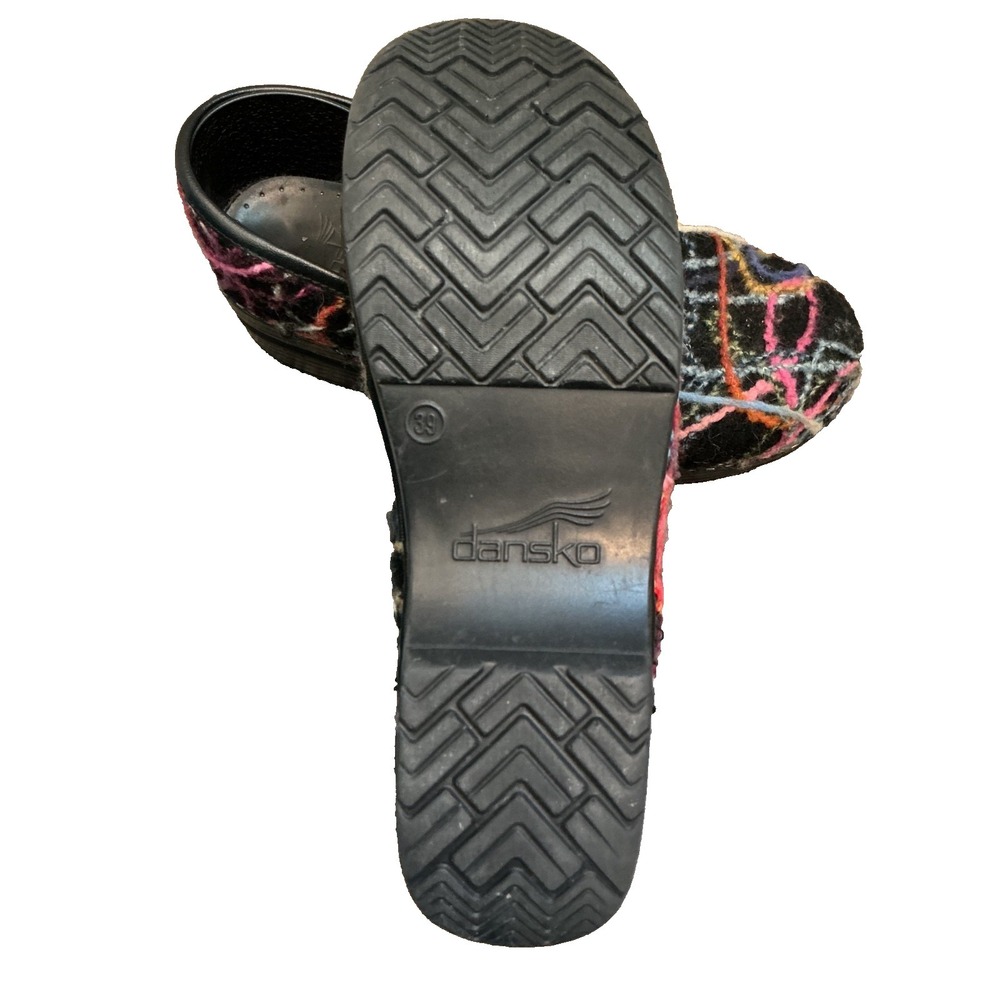 Dansko Black Confetti Scribble Wool Yarn Clogs Nursing Comfort 39/8.5 - Picture 7 of 7